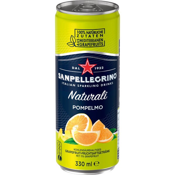 24 lattine di Sanpellegrino Naturali Pompelmo 0.33L inc. € 6,00 di cauzione limonata a senso unico
