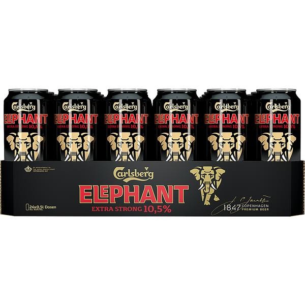 24x lattine 0,5L Carlsberg Elephant Beer birra forte extra forte 10,5% Vol EINWEG