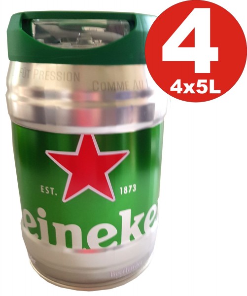 4 x Heineken party keg 5L draft keg 5% vol.