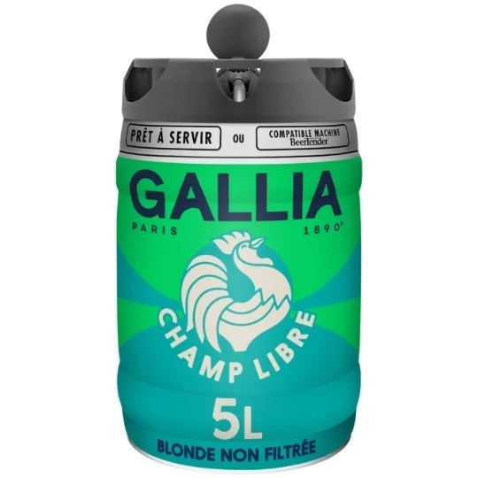 Birra bionda Gallia-Paris non filtrata, 5,8 oz. Pressione, fusto monouso da 5 l per feste