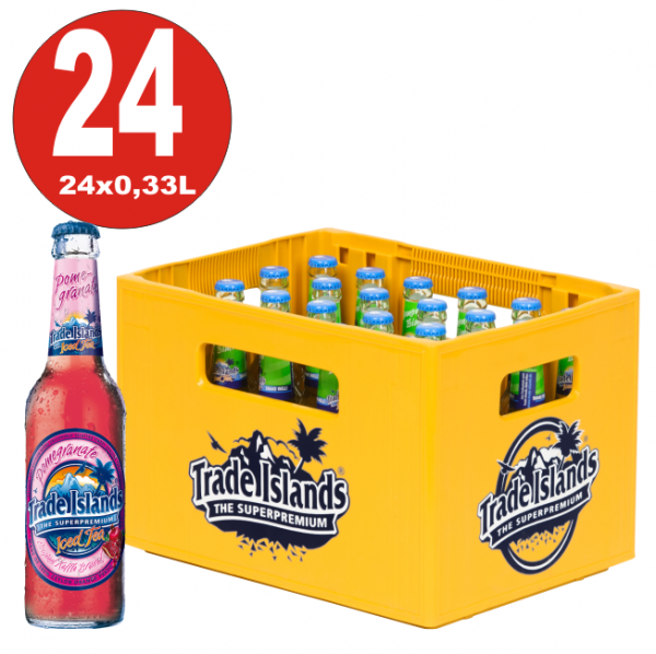 24 x Trade Islands Lemon Lime Premium Ice Tea Bottiglia da 0,33L in vetro nella scatola originale MULTIWAY