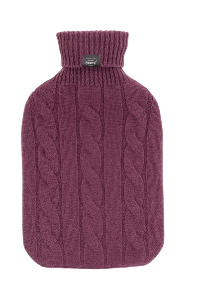 Fashy 67450 46 BORRACCIA CON COPERCHIO IN CASHMERE 2.0L, bordeau con rivestimento in maglia a collo alto, rosso vino