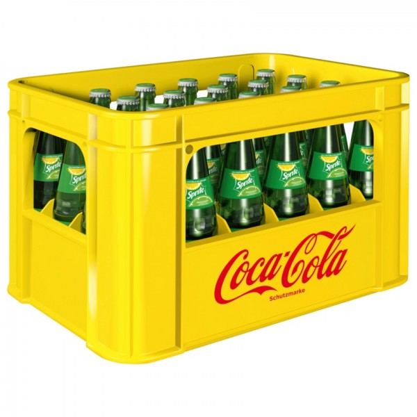 24 contenitori riutilizzabili per bottiglie di vetro con scatola originale Sprite da 0,2 litri