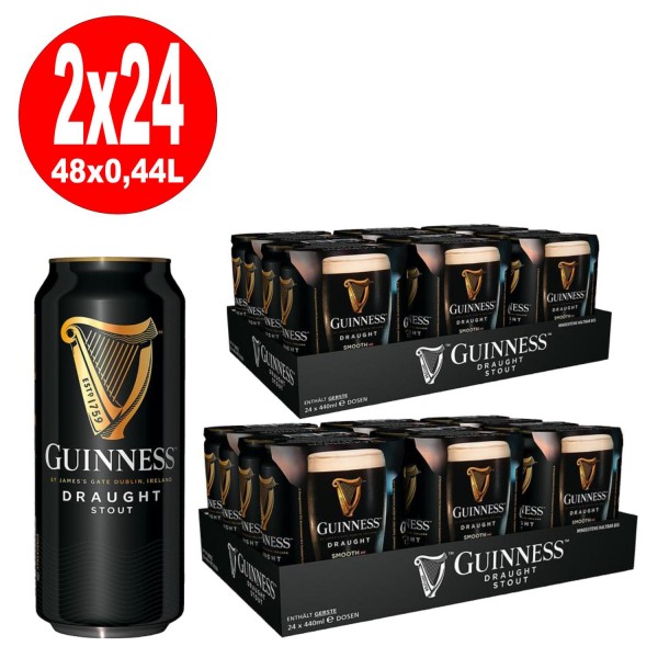 2 x Guinness Draft Can 24x440 ml = 48 latas 4,2% vol.alc.