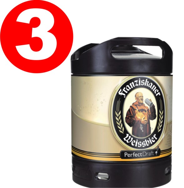 3 x Franziskaner Weissbier Perfect Draft barile da 6 litri 5,0% vol.