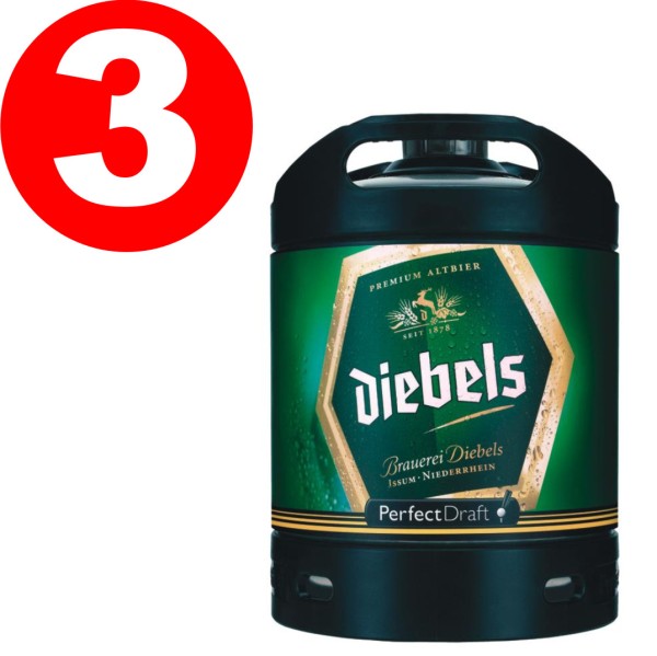 3 x Diebels Alt Perfect Draft Barrel 6 litri 4,9% vol.