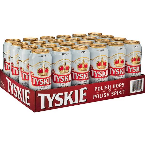 24x0,5 L birra Tyskie Pils Gronie dalla Polonia lattine 5,2% Vol._ SENSO UNICO