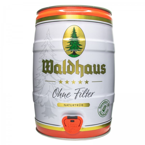 2 x Waldhaus sin Filter Naturtrüb 5 L party keg 5,6% vol. La cerveza de los hombres