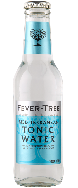 24 x Fever-Tree MEDITERRANEAN TONIC WATER 2ooml bottiglia di vetro riutilizzabile