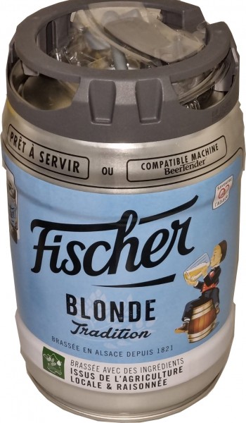 Birra bionda Fischer 5 litri 6,0% vol. con rubinetto Fusto per feste MONOUSO