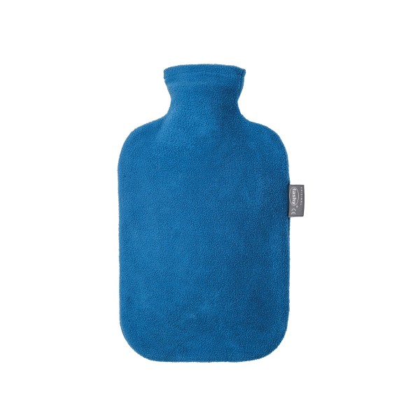 fashy 6715_54 Wärmflasche mit Fleecebezug, Blau - 2 Liter