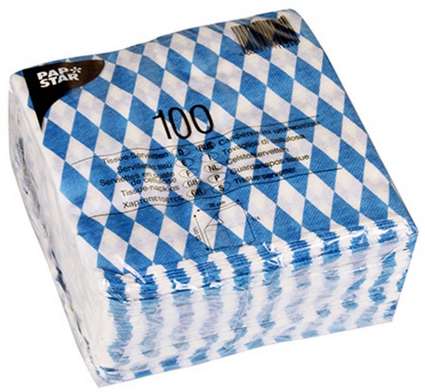 1 confezione x 100 tessuto - Tovaglioli Bayernraute Bayrisch blu 16x16 cm