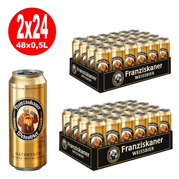 2 x Franziskaner Hefe Weissbier Hell Naturtrüb 24x 0,5L = 48 lattine 5% Vol.- SENSO UNICO