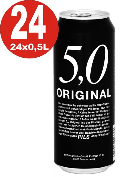 Lattine 24x0.5L 5.0 Original Pilsner 5% Vol birra in lattina_deposito monouso