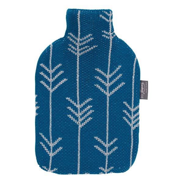fashy 67401_59 borsa dell'acqua calda con rivestimento in maglia in design glitterato, blu - 2 litri