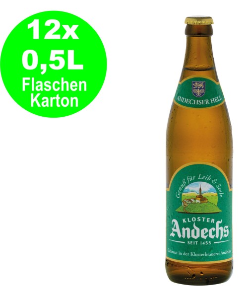 20 x Andechser Vollbier hell 0,5 l - 4,8% vol. Scatola originale di alcol