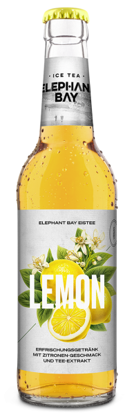 20 bottiglie di vetro di tè freddo al limone Elephant Bay da 0,33 litri nella scatola originale con deposito riutilizzabile