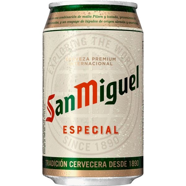 24 lattine da 0,33 litri San Miguel Especial Spanish Lager 5,4 % Vol incluso deposito - usa e getta