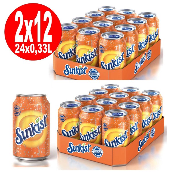 2 x 12 x = 24 Sunkist Orange Lemonade 0,33L EINWEG