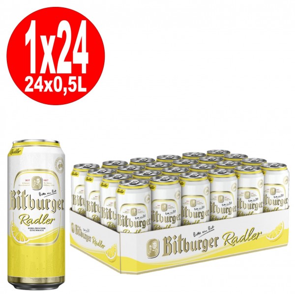 Lattine 24x0,5L Bitburger Radler 2,5% Vol._EINWEG- Reduced BBD: 30.3.2024