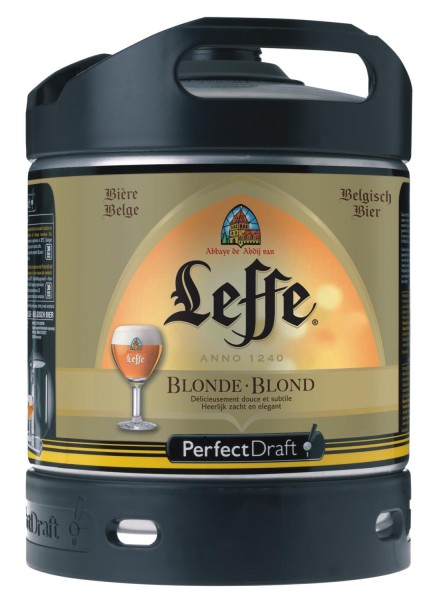 2 x Leffe bionda dal Belgio Perfect Draft 6 litri barile 6,6% vol.