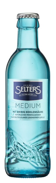 24 bottiglie gastro in vetro Selters Medium da 0,25 l nella scatola originale, riutilizzabili