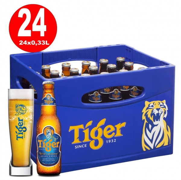 24 x Tiger Beer Original Asia 0.33L Scatola originale 0.33L Bottiglia 5.0% vol. MULTIPLA