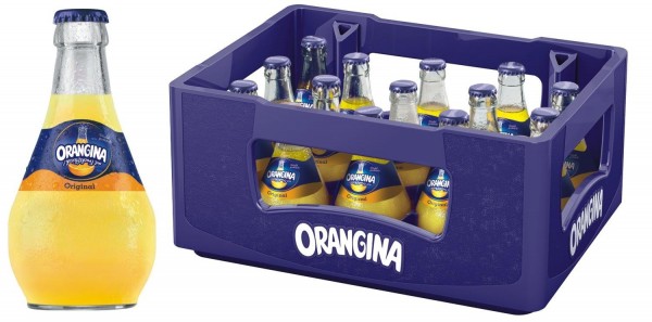 15 bottiglie di vetro Orangina limonata gialla da 0,25 l in scatola originale riutilizzabile