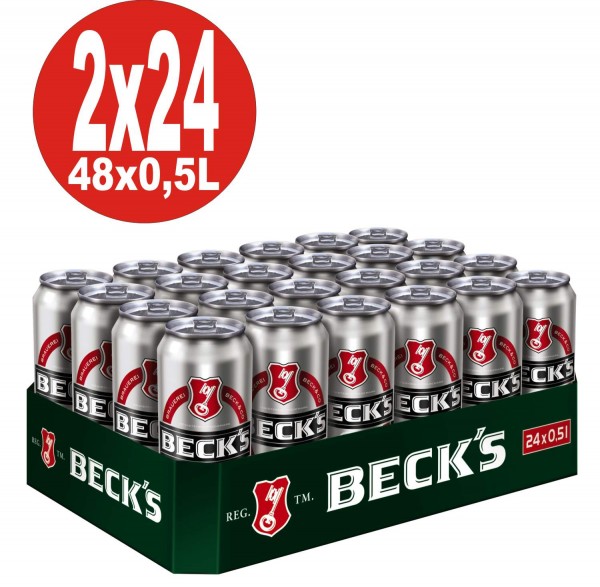 2 x Becks Pils 24x0.5L = 48 lattine 4.9% Vol.alc._deposito unidirezionale
