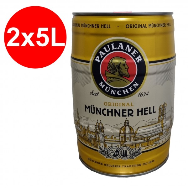 2 x Paulaner Muenchner Hell 5 litri 4,9% vol barilotto di partito