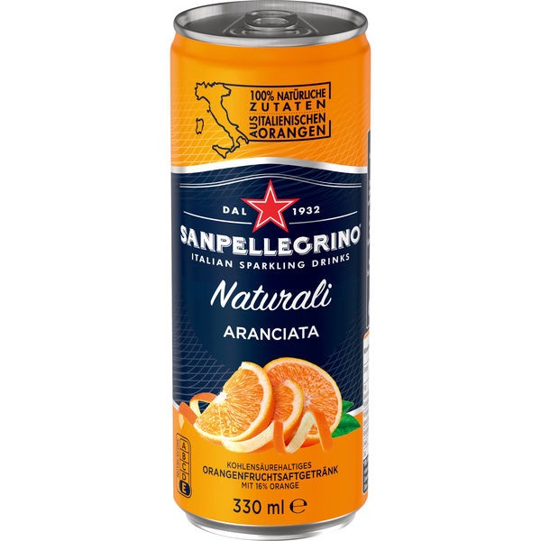 24 lattine di San Pellegrino Aranciata a 0,33L inc. € 6,00 cauzione solo andata limonata