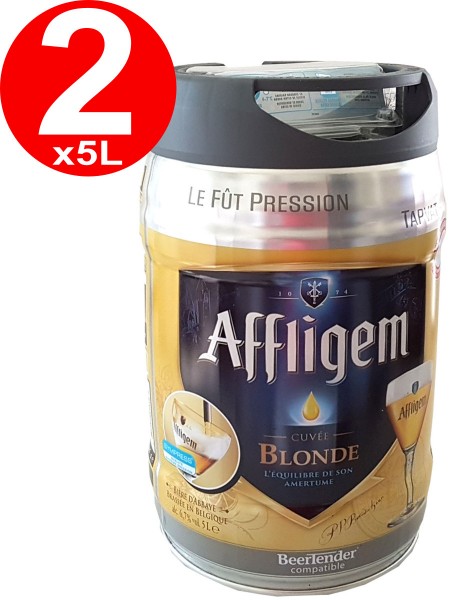 2 x Affligem biondo barile party barile 5 litri incl. Rubinetto 6,8% vol.