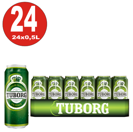 24x lattine da 0,5L Tuborg Pilsener dalla Danimarca 4,9% Vol.-_ EINWEG