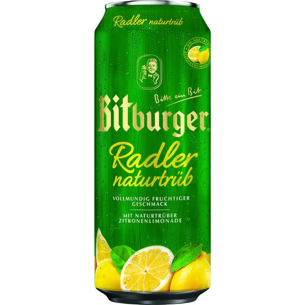 24 lattine da 0,5 l Bitburger Radler naturalmente torbido 1,9% vol deposito di sola andata