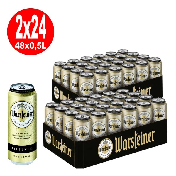 2 x Warsteiner Pilsener 24x0,5L lattine 4,8% vol