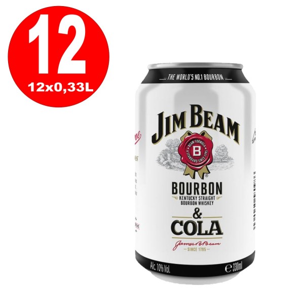 12 x Jim Beam e Cola 330 ml tanica al 10% vol. Deposito a senso unico