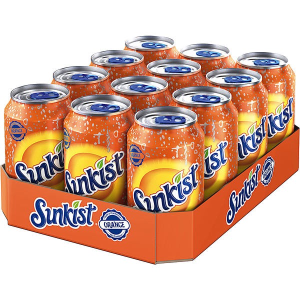 12 x Sunkist Orange 0.33L possono un deposito di sola andata RIDOTTO 1.5.22