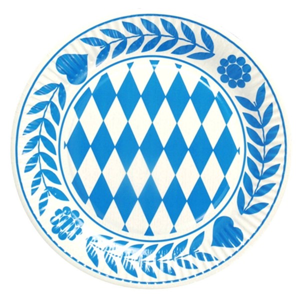 Targhe Bayern da 10 pezzi, in cartone rotondo diametro 23 cm blu bavarese