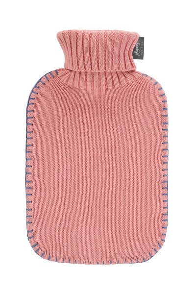 Fashy 6715 26 BOTTIGLIA CALDA CON COPERCHIO IN MAGLIA A COLLO ALTO 2.0L, con cucitura ad anello rosa albicocca